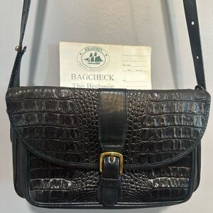 Brahmin Dark Brown Crocodile Embossed Messenger Bag